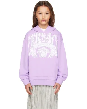 VERSACE キッズ｜ コットンジャージ プリント フーディ - サムネイル1