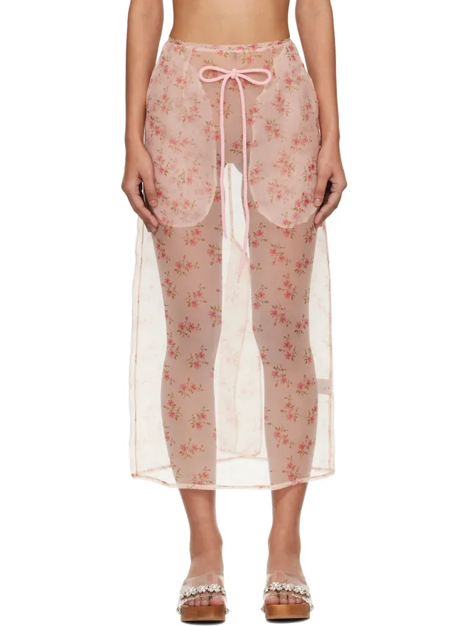 Simone Rocha Simone Rocha シアー フレイド コラム ペンシル ミディアムスカートの商品画像