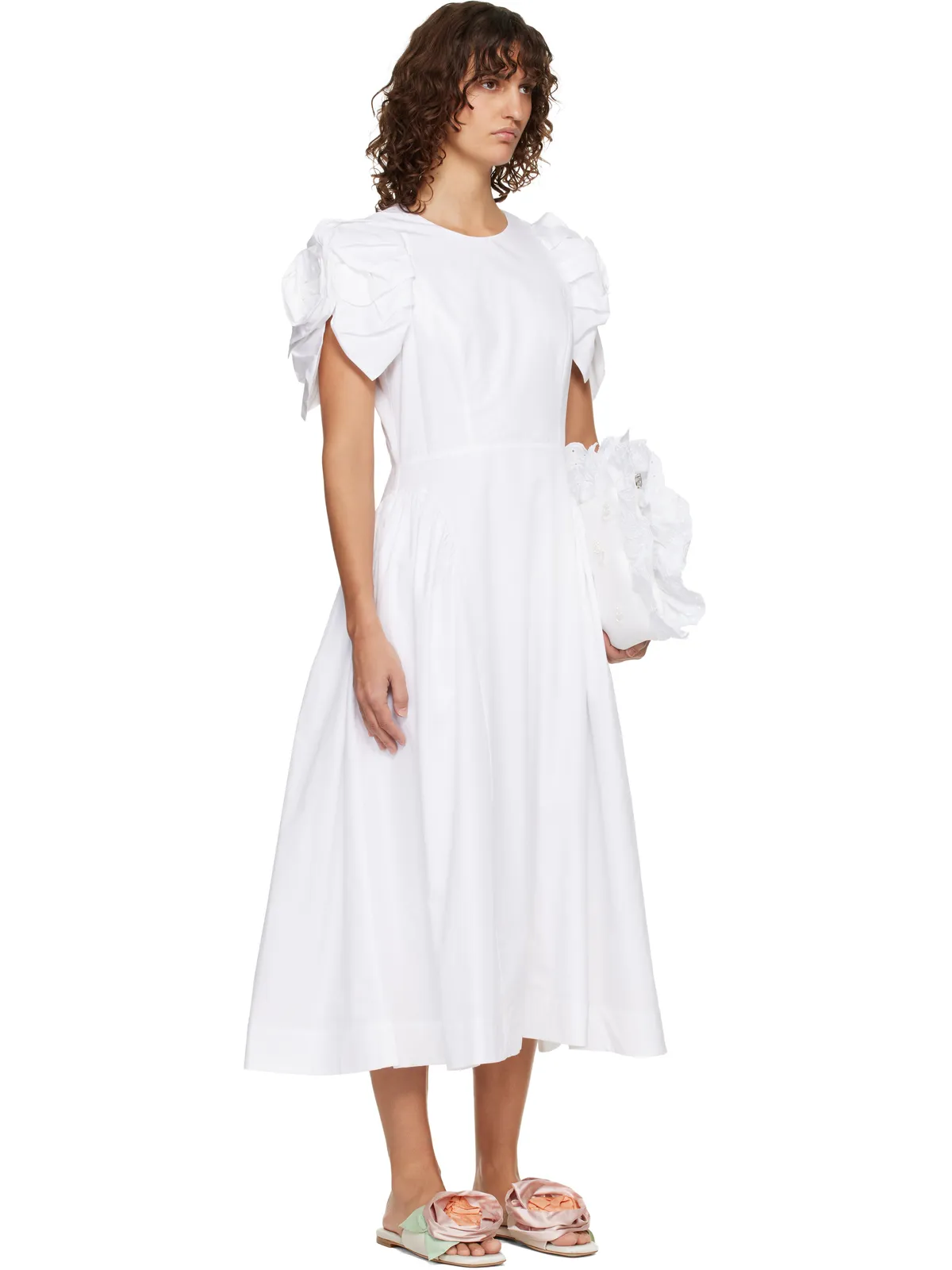 Simone Rocha Rose Puff Sleeve Hip ミディアムドレス - 画像2