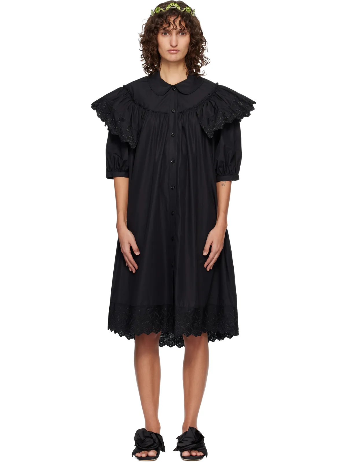 Simone Rocha パフスリーブ ラッフル フリル トリム シャツ ミディアムワンピース - 画像1