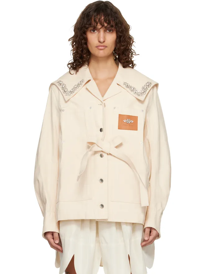 Simone Rocha Simone Rocha Workwear Bow セーラーカラー デニムジャケットの商品画像