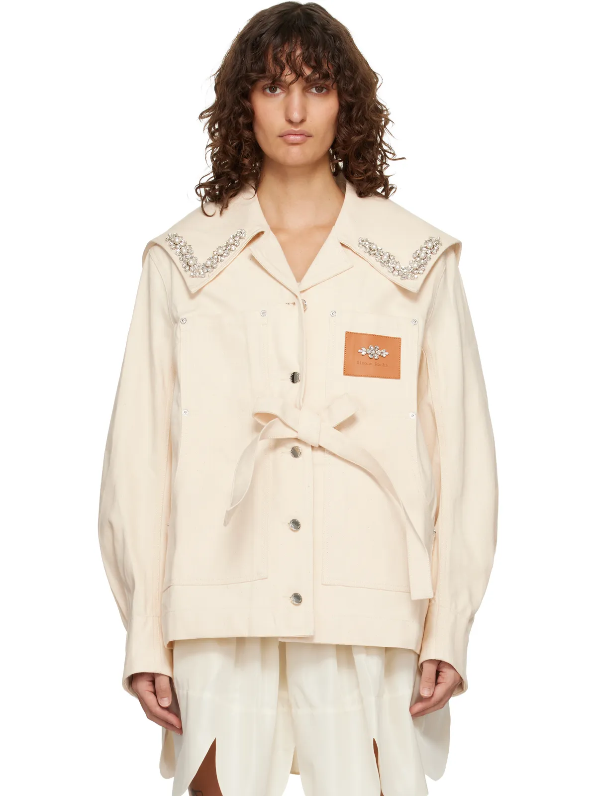 Simone Rocha Workwear Bow セーラーカラー デニムジャケット - 画像1