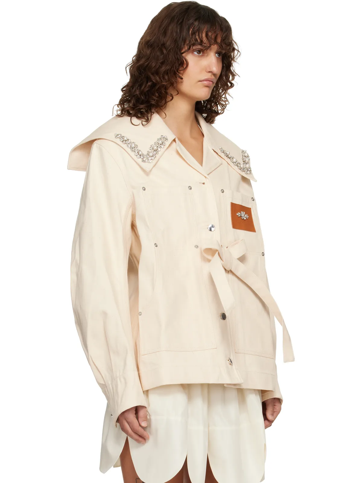 Simone Rocha Workwear Bow セーラーカラー デニムジャケット - 画像2