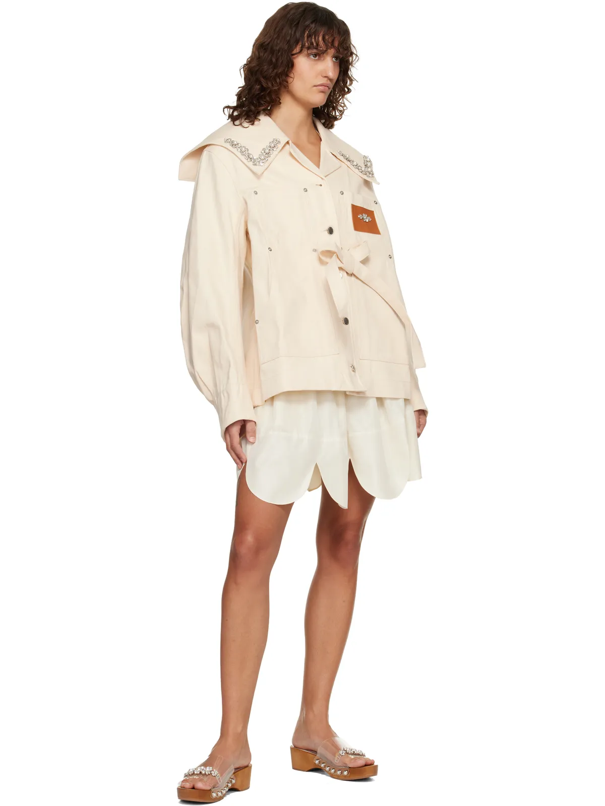 Simone Rocha Workwear Bow セーラーカラー デニムジャケット - 画像4