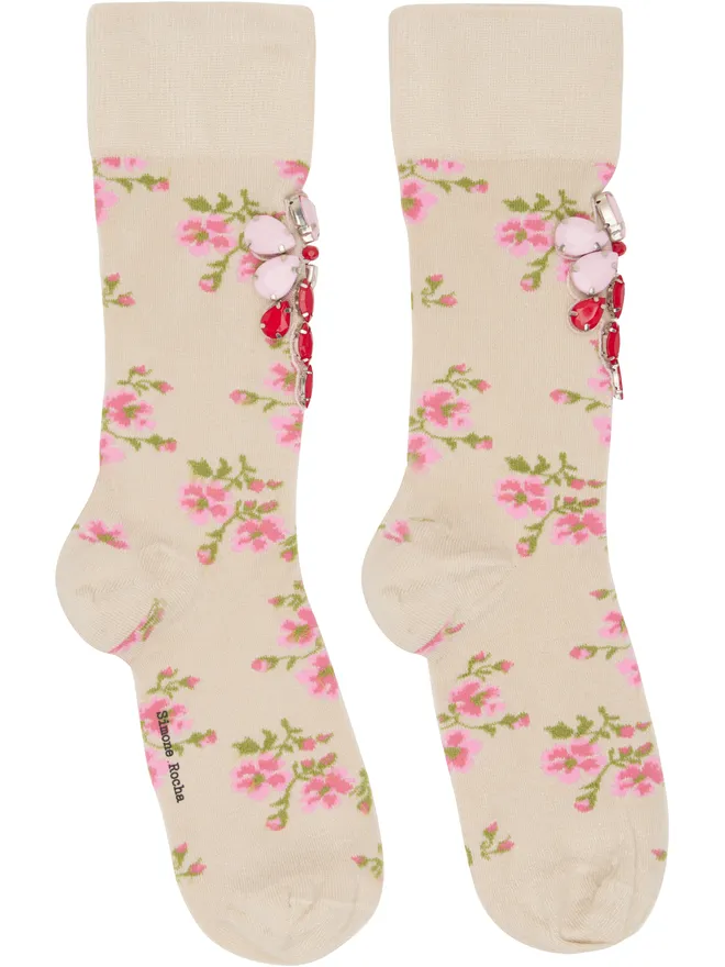 Simone Rocha Simone Rocha Tiny Flower ジャカード エンベリッシュド ソックスの商品画像