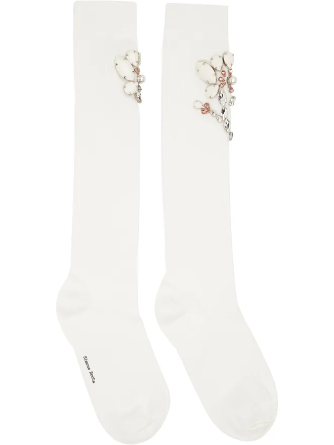Simone Rocha Simone Rocha Poppy Crystal Flower Ribbed ハイソックスの商品画像