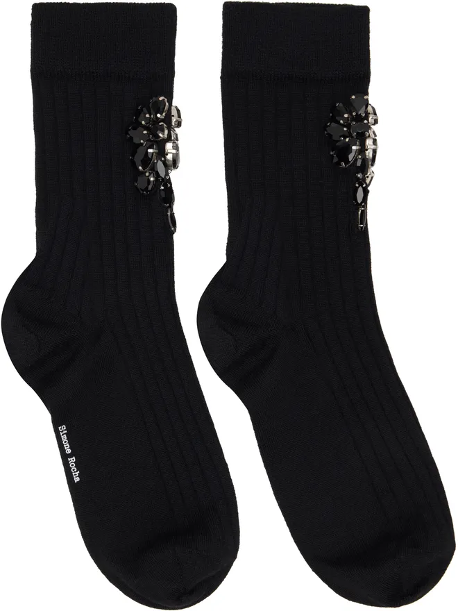 Simone Rocha Simone Rocha Poppy Crystal Flower Ribbed Ankle ソックスの商品画像