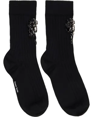 Simone Rocha Poppy Crystal Flower Ribbed Ankle ソックス - サムネイル1