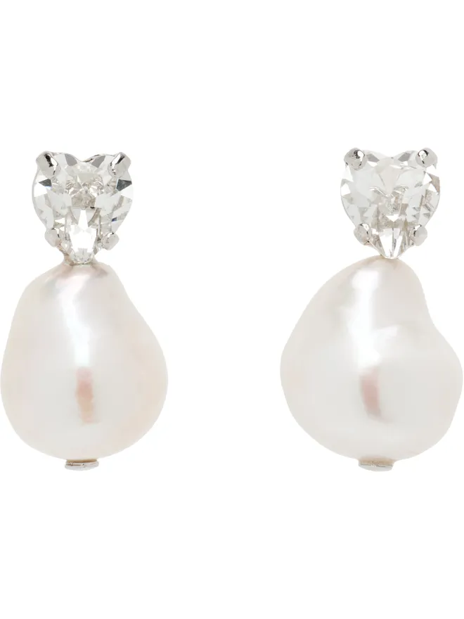 Simone Rocha Simone Rocha フェイクパール ハート ラインストーン スタッドピアスの商品画像