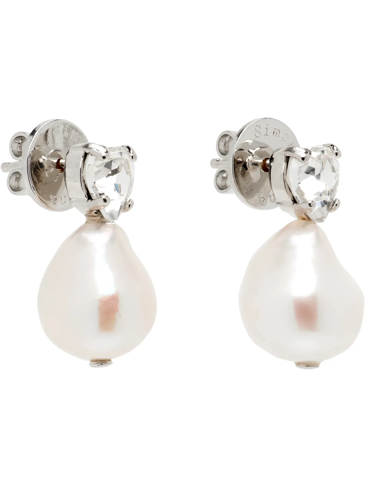 Simone Rocha フェイクパール ハート ラインストーン スタッドピアス - 画像2