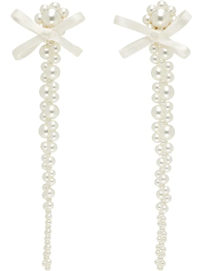 Simone Rocha Simone Rocha Petite Bow Detail Drip ピアスの商品画像