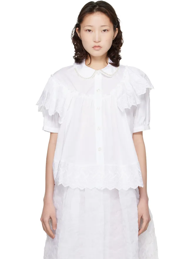 Simone Rocha Simone Rocha Ruffle Frill クロップド パフスリーブ シャツの商品画像