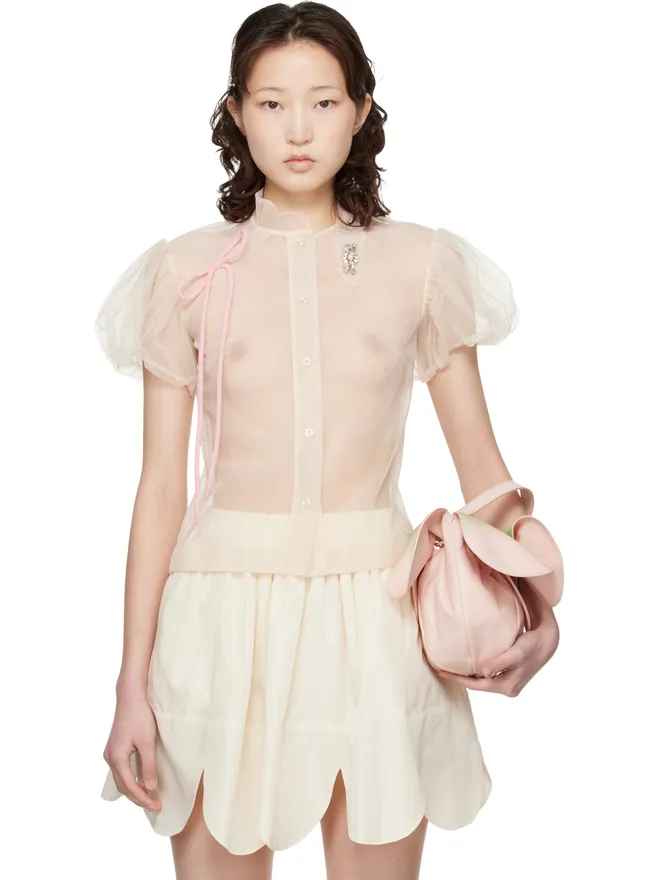 Simone Rocha Simone Rocha Offset Fragment Collar エンベリッシュド シアー シャツの商品画像
