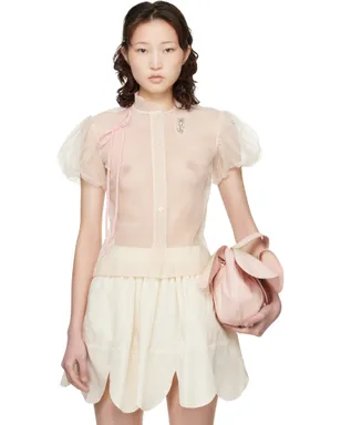 Simone Rocha Offset Fragment Collar エンベリッシュド シアー シャツ - サムネイル1