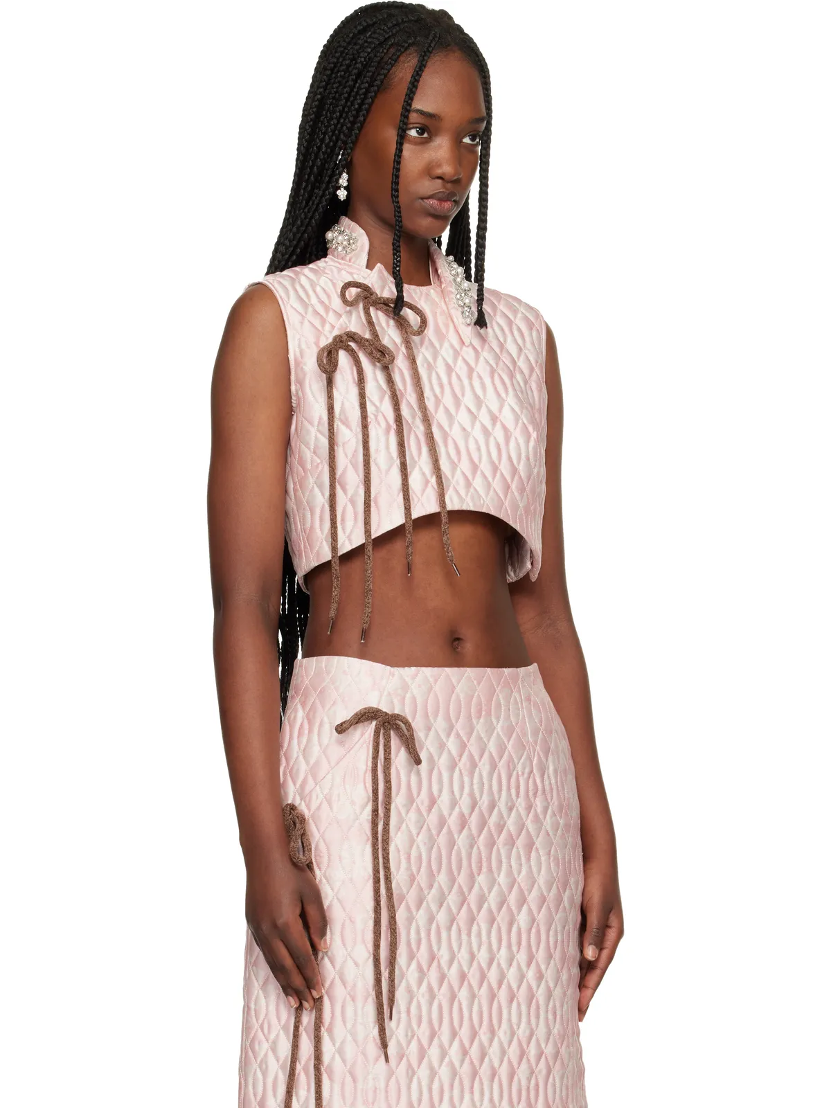 Simone Rocha Embellished Quilted Offset Fragment Collar ブラウス - 画像2