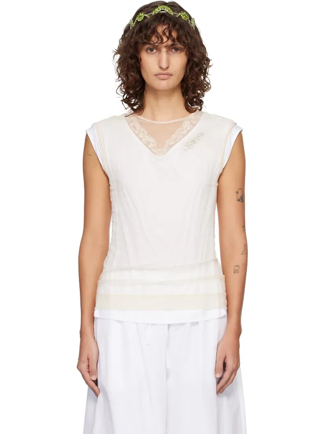 Simone Rocha Simone Rocha Layered Liquid Lace Trim トップスの商品画像