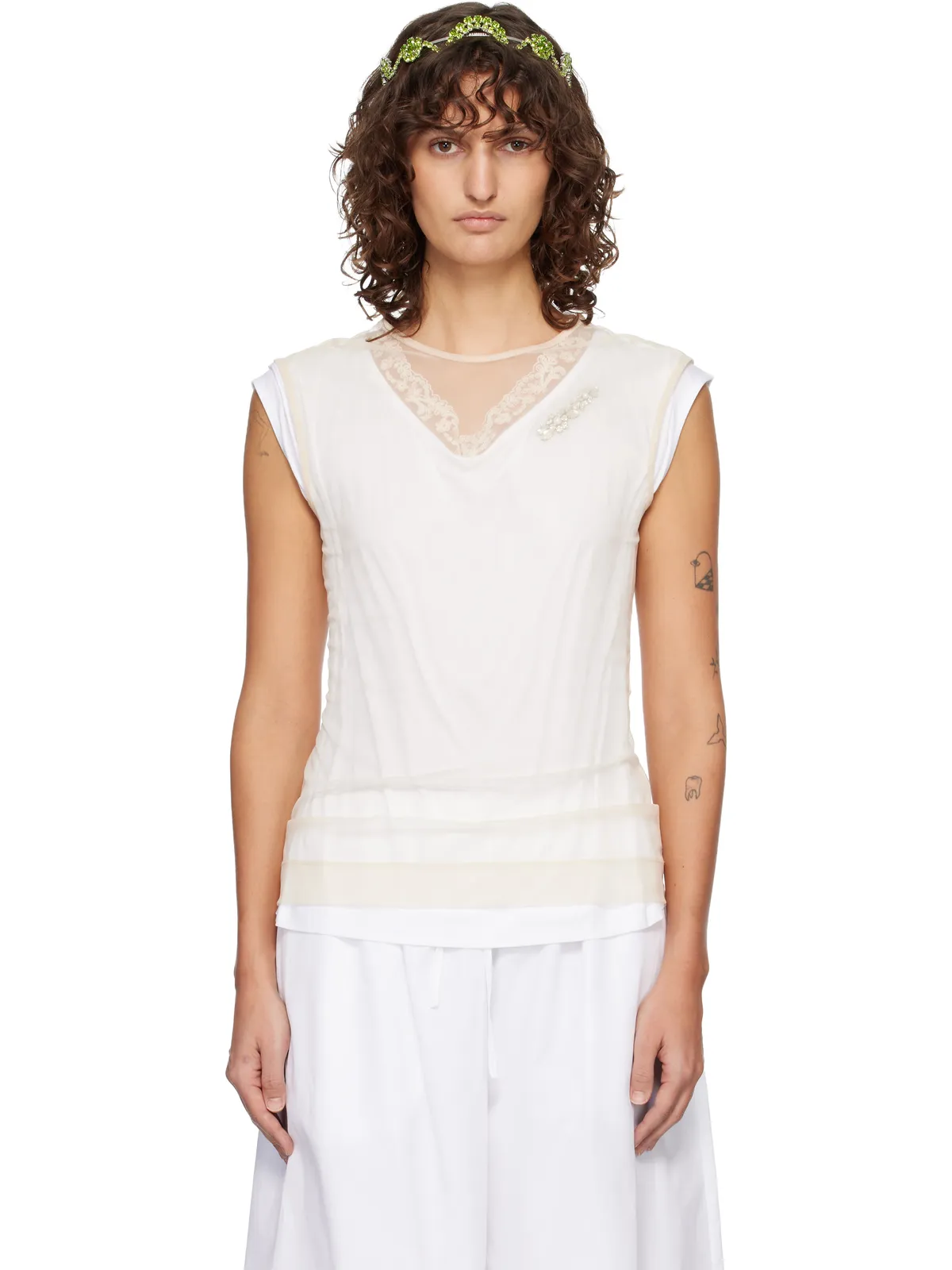 Simone Rocha Layered Liquid Lace Trim トップス - 画像1