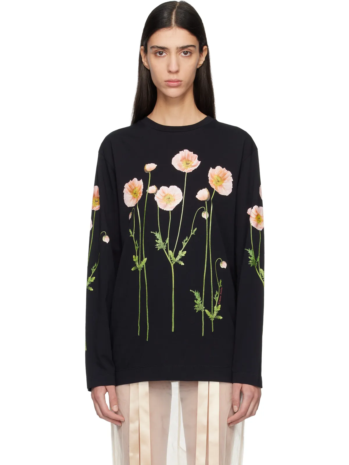 Simone Rocha Poppy Field Print 長袖Tシャツ - 画像1