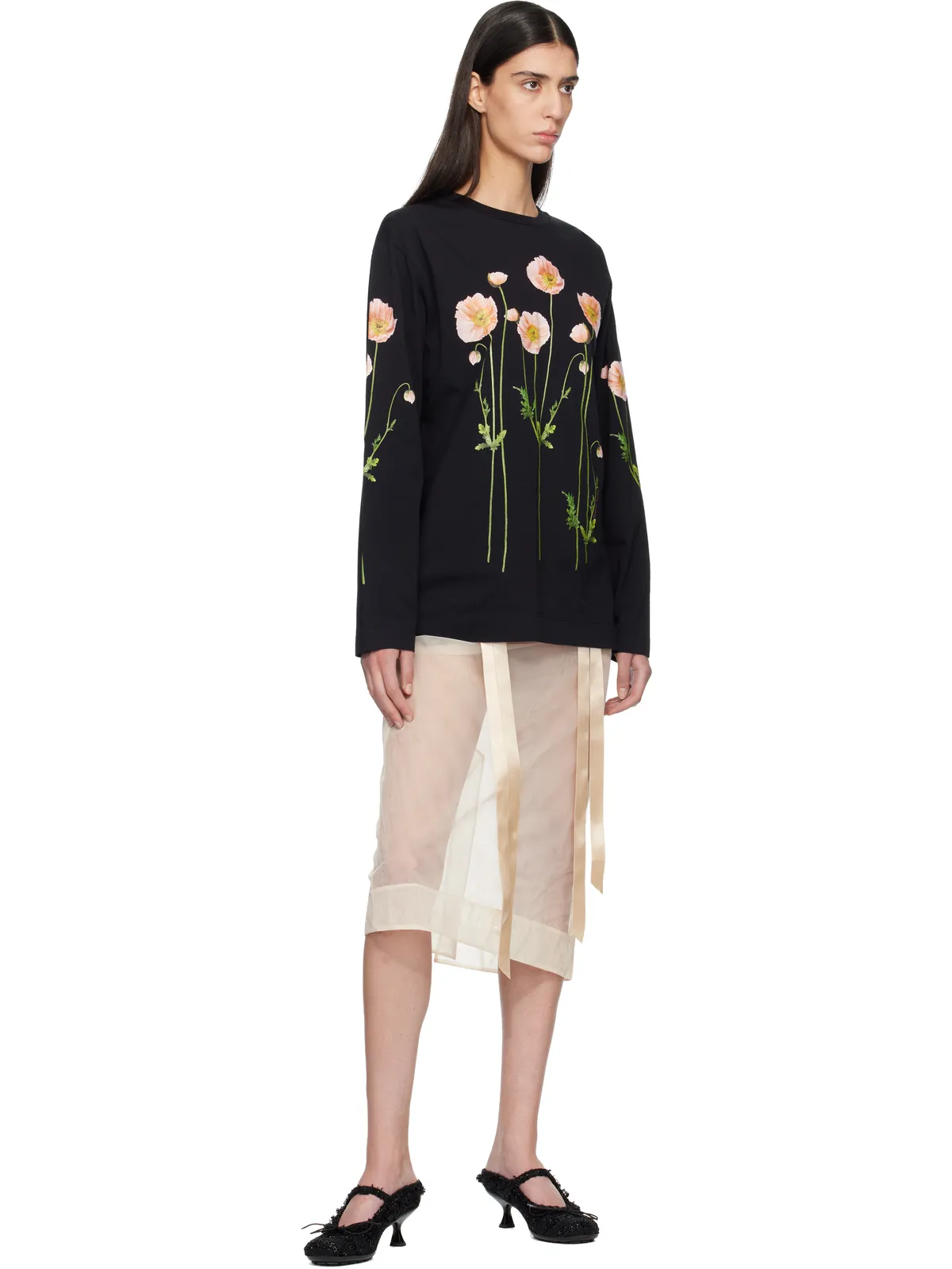 Simone Rocha Poppy Field Print 長袖Tシャツ - 画像4