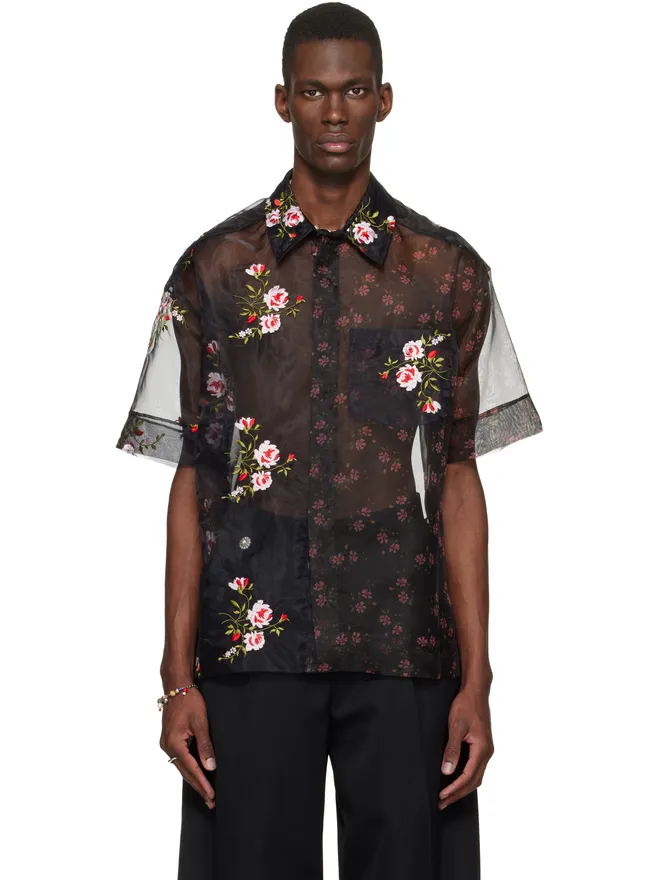 Simone Rocha Simone Rocha シアー パッチワーク ボクシー シャツの商品画像