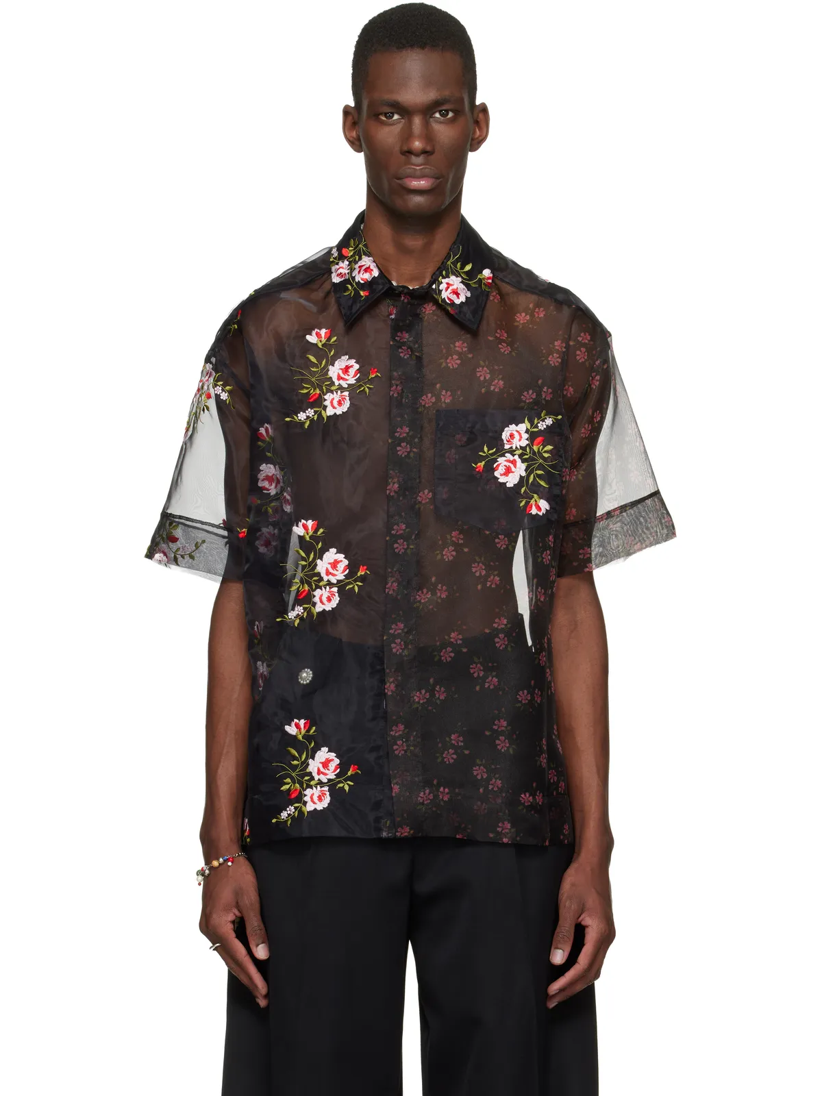Simone Rocha シアー パッチワーク ボクシー シャツ - 画像1