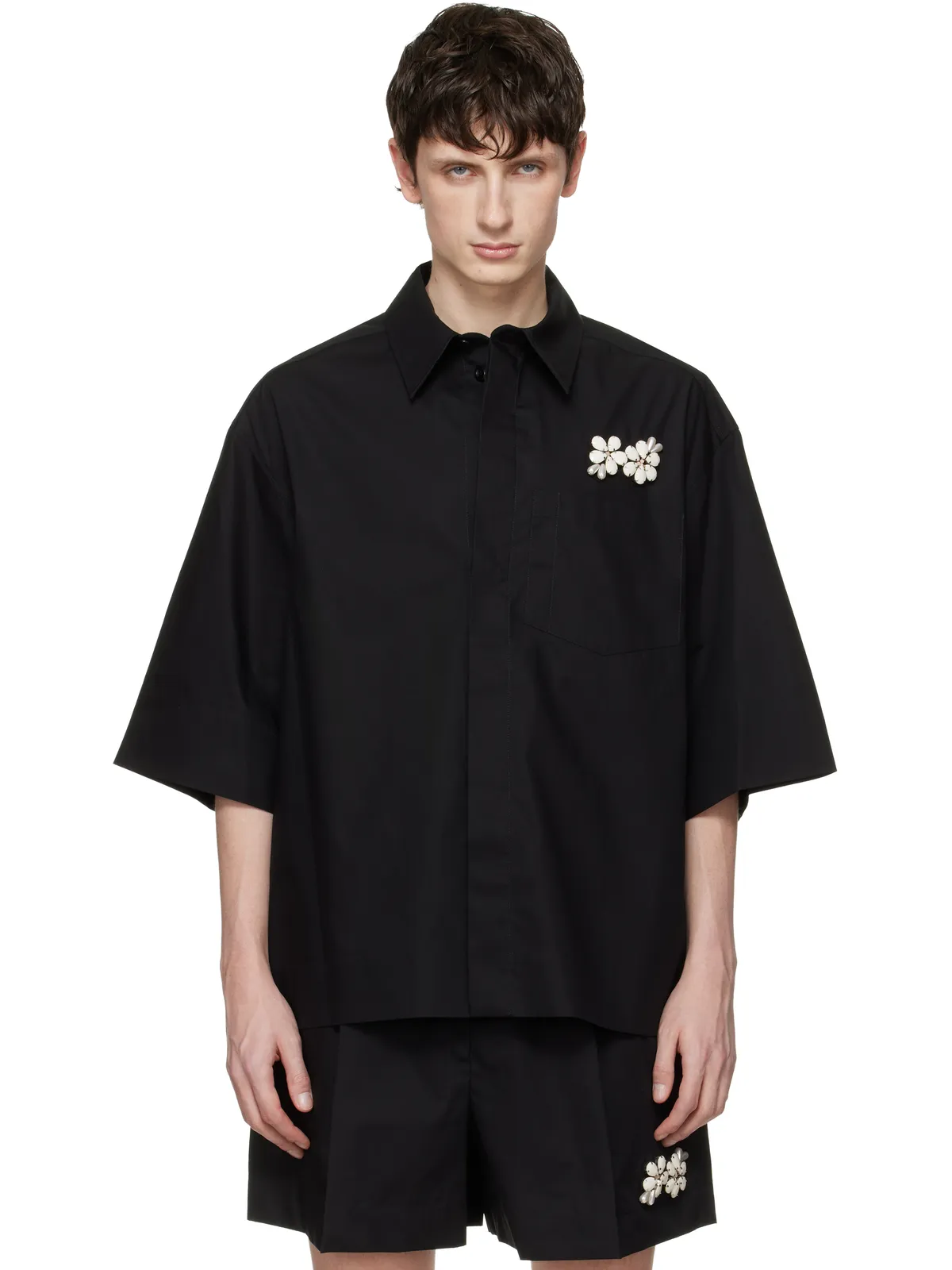 Simone Rocha Embellished Boxy Pen Pocket シャツ - 画像1
