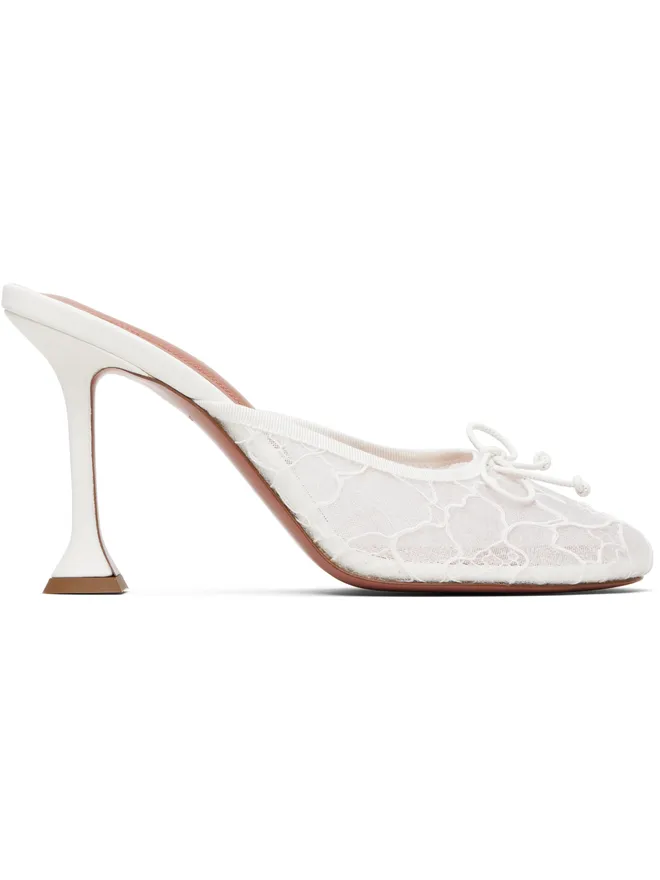 Amina Muaddi Amina Muaddi Lila Lace Slipper 95 ヒールの商品画像