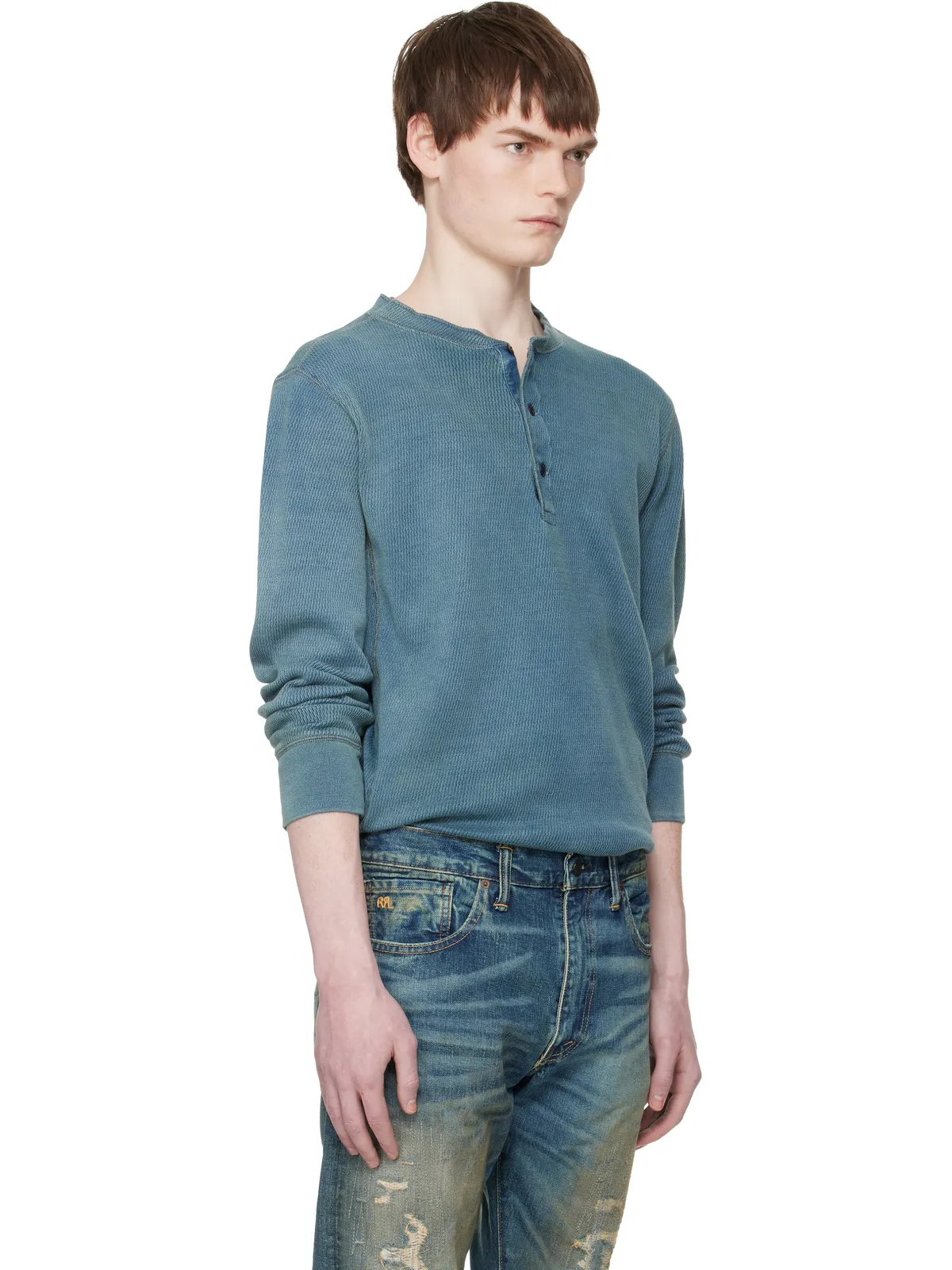 RRL ジャカード ヘンリーネック Tシャツ - 画像2