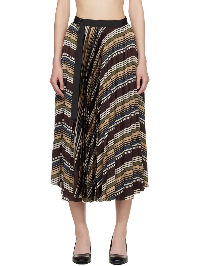 sacai sacai Horizontal ボーダー ミディアムスカートの商品画像