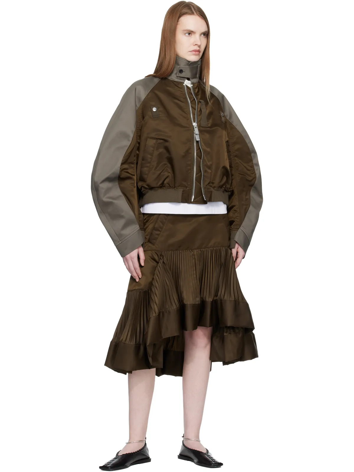 sacai ナイロンツイル ミディアムスカート - 画像4
