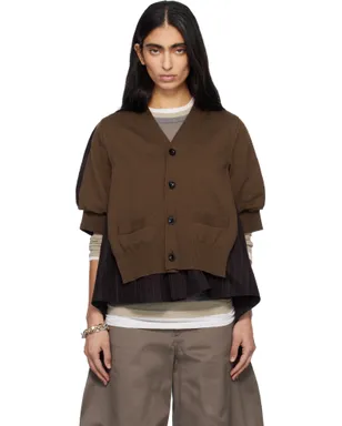 sacai チョークストライプ＆コットン ニットカーディガン - サムネイル1