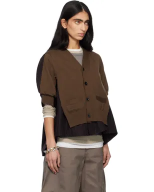 sacai チョークストライプ＆コットン ニットカーディガン - サムネイル2