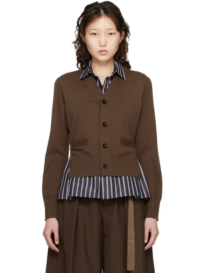 sacai sacai ポプリン＆コットン ニットカーディガンの商品画像