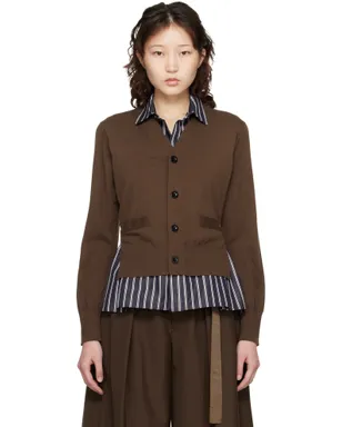 sacai ポプリン＆コットン ニットカーディガン - サムネイル1