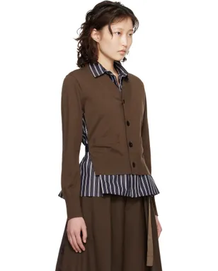 sacai ポプリン＆コットン ニットカーディガン - サムネイル2