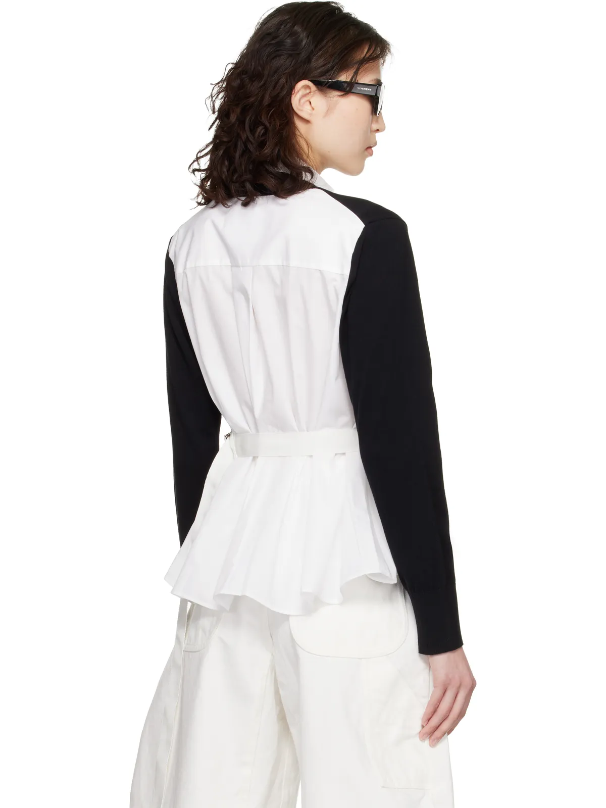 sacai ポプリン コットン ニットカーディガン - 画像3