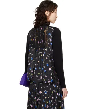 sacai フローラルプリント コットン ニットカーディガン - サムネイル3
