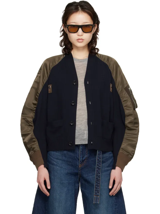 sacai sacai ナイロンツイル ニットカーディガンの商品画像