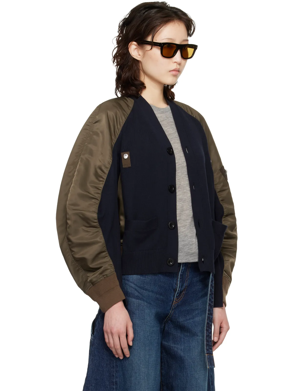 sacai ナイロンツイル ニットカーディガン - 画像2
