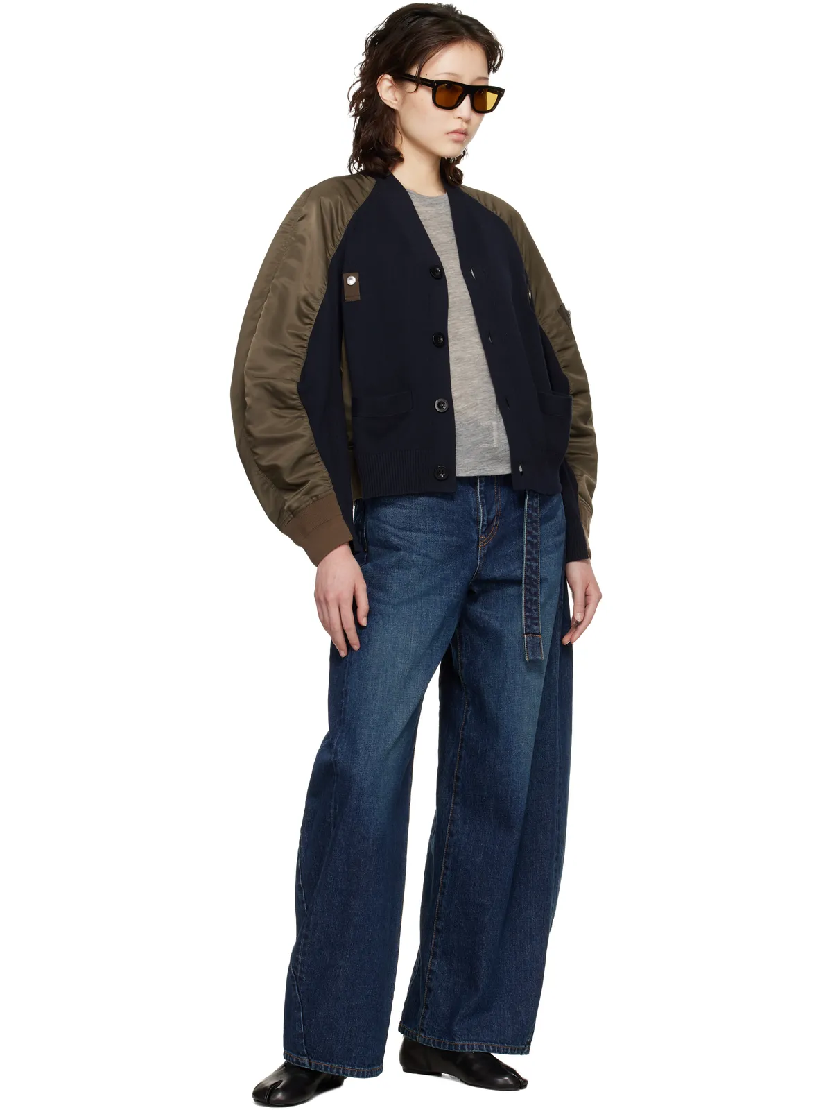 sacai ナイロンツイル ニットカーディガン - 画像4