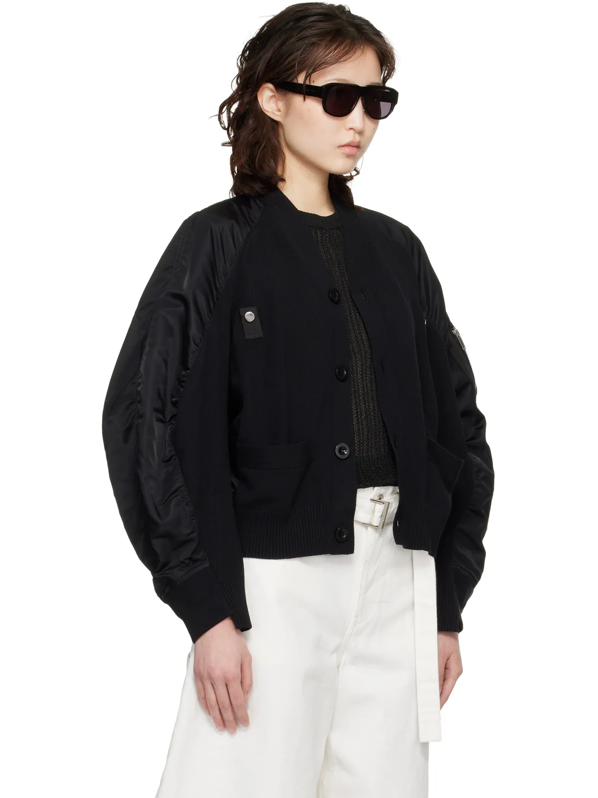 sacai ナイロンツイル＆ニット カーディガン - 画像2