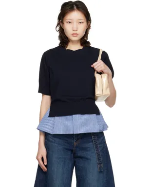 sacai ポプリン コットンニット プルオーバー - サムネイル1