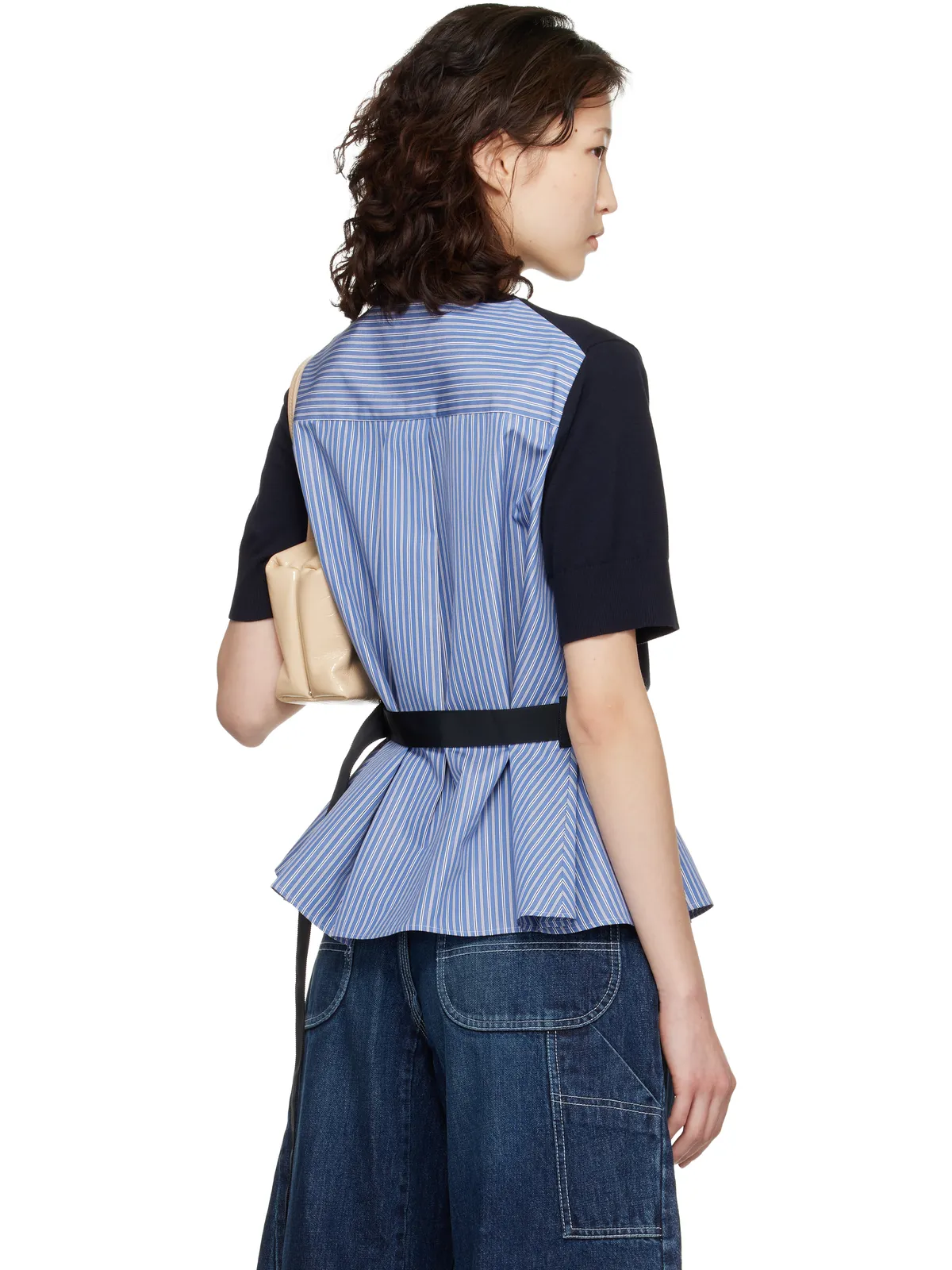 sacai ポプリン コットンニット プルオーバー - 画像3