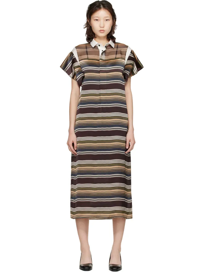 sacai sacai Horizontal ボーダー ミディアムワンピースの商品画像