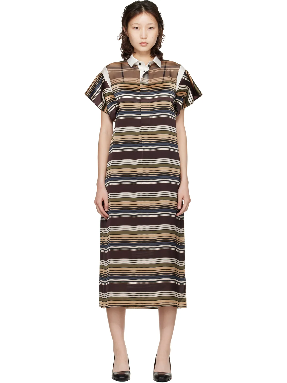 sacai Horizontal ボーダー ミディアムワンピース - 画像1