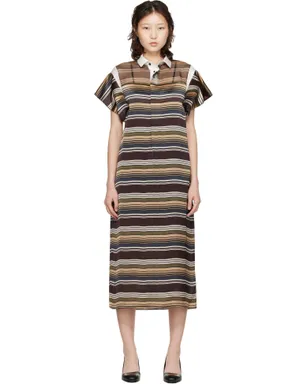 sacai Horizontal ボーダー ミディアムワンピース - サムネイル1