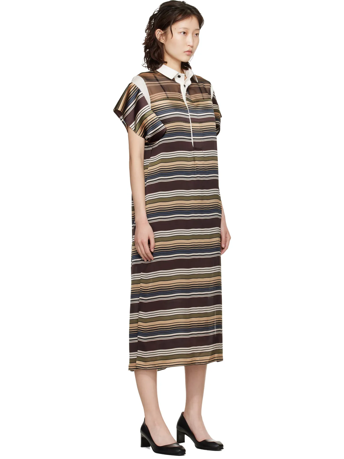 sacai Horizontal ボーダー ミディアムワンピース - 画像2