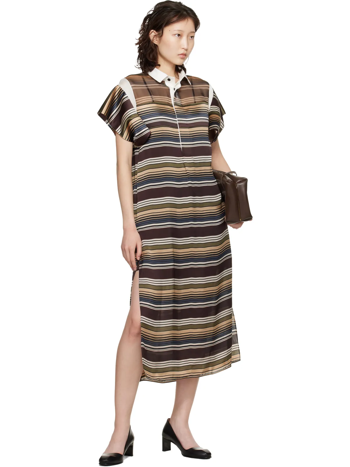 sacai Horizontal ボーダー ミディアムワンピース - 画像4