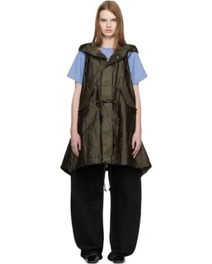 sacai キルティング サテン フード付きベスト - サムネイル1