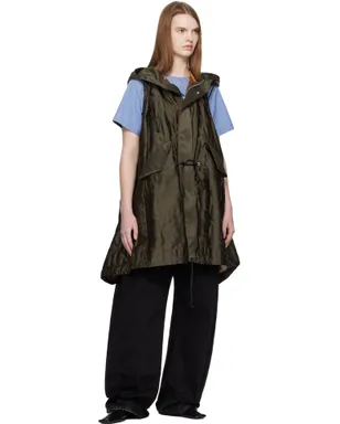sacai キルティング サテン フード付きベスト - サムネイル4